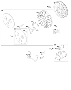 Flywheel, Ignition, And Starter Group Diagram and Parts List for 61E377-0051-J1 400000 - 699999 Briggs and Stratton Engine